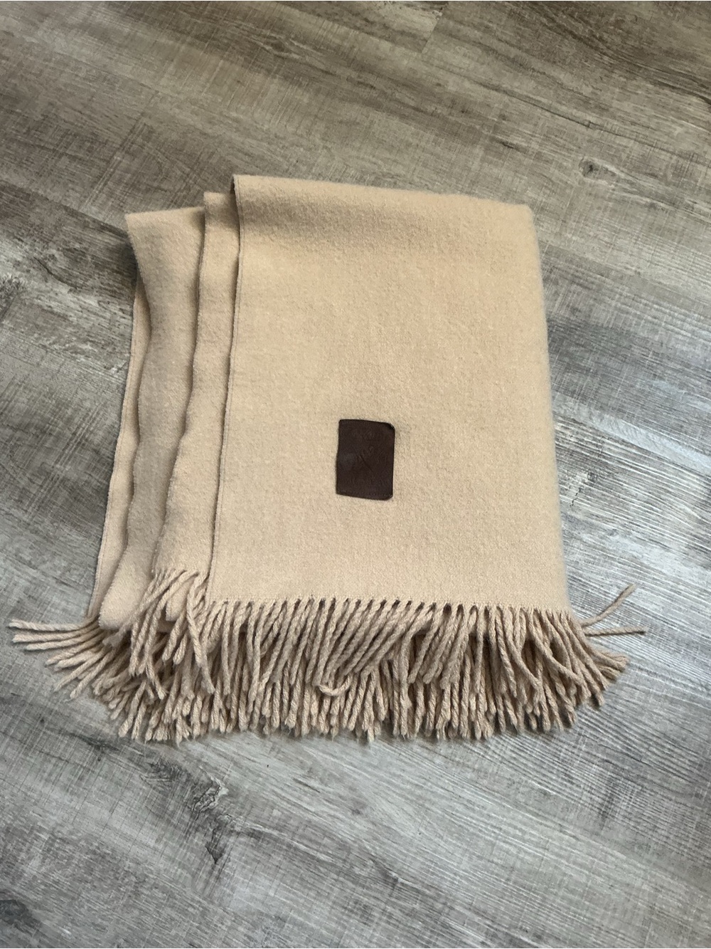 vintage alpaca blanket Tan Beige Solid 60x74 Fringe Edges